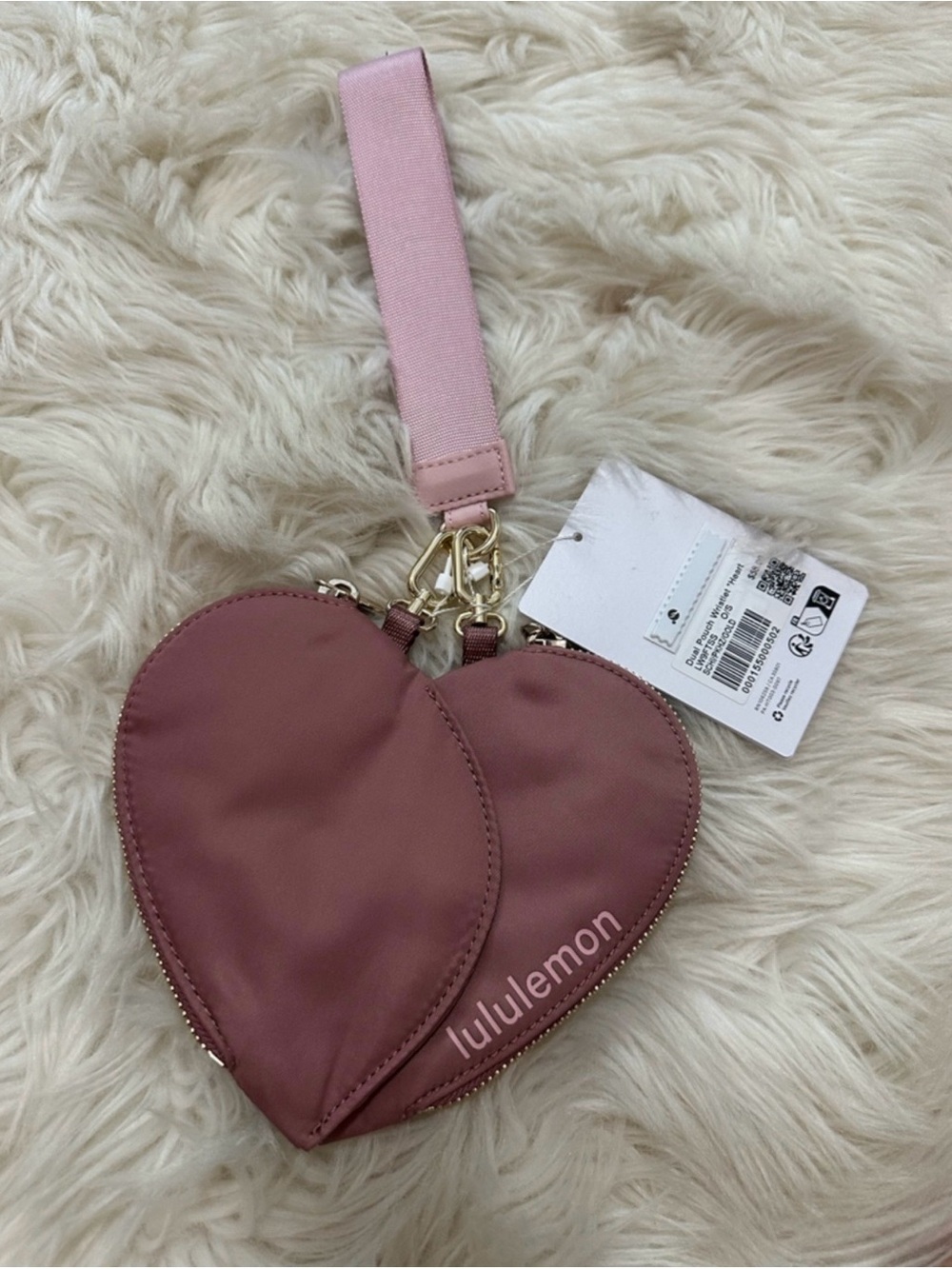 lululemon Dual Pouch in Dusty Rose Heart Wristlet
